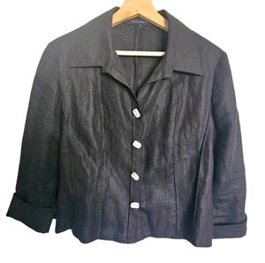 Ross Mayer Black Linen Cropped Jacket Size 12